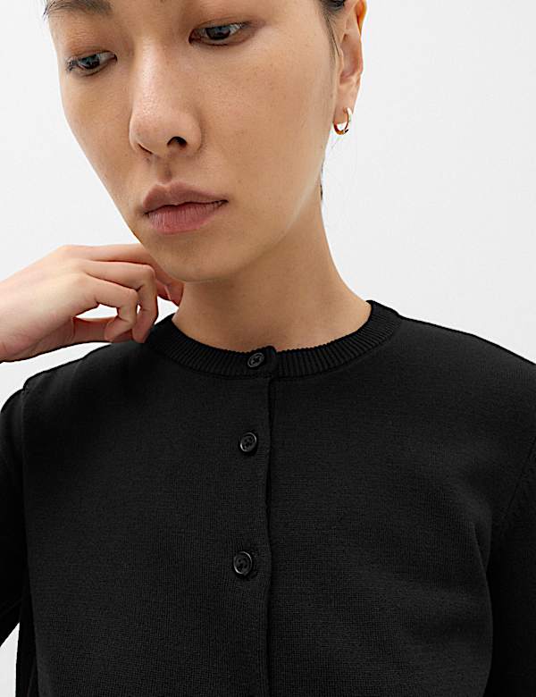 Crew Neck Button Through Cardigan