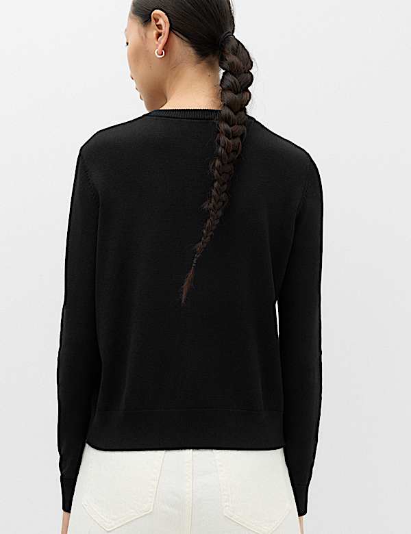 Crew Neck Button Through Cardigan