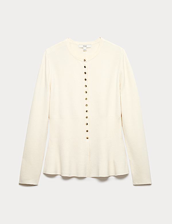 קרדיגן פפלום בגזרה צרה עם צווארון עגול - IL