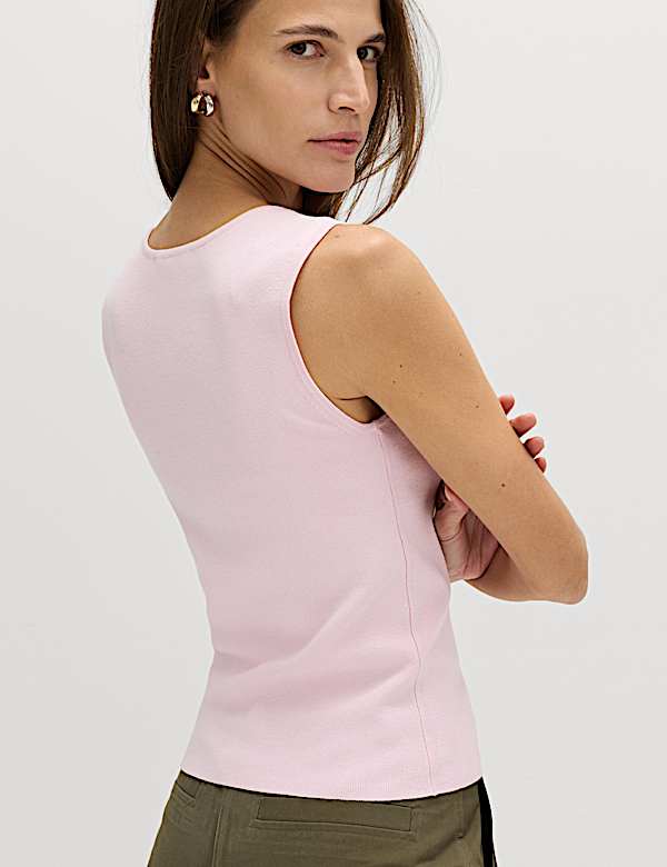 Square Neck Slim Fit Knitted Vest - GR