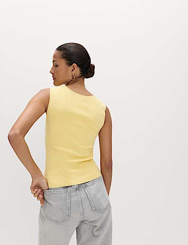 Square Neck Slim Fit Knitted Vest - CZ
