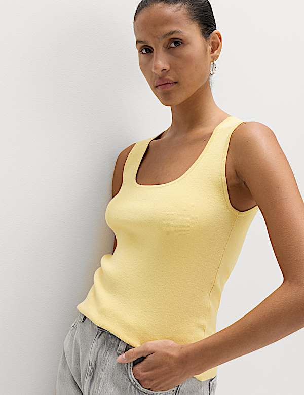 Square Neck Slim Fit Knitted Vest - CZ