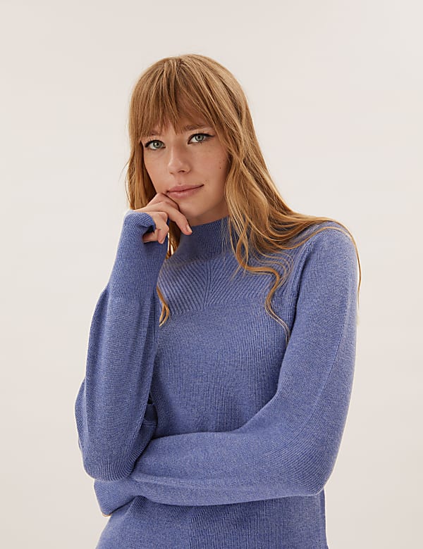 Soft Touch Ribbed Funnel Neck Jumper