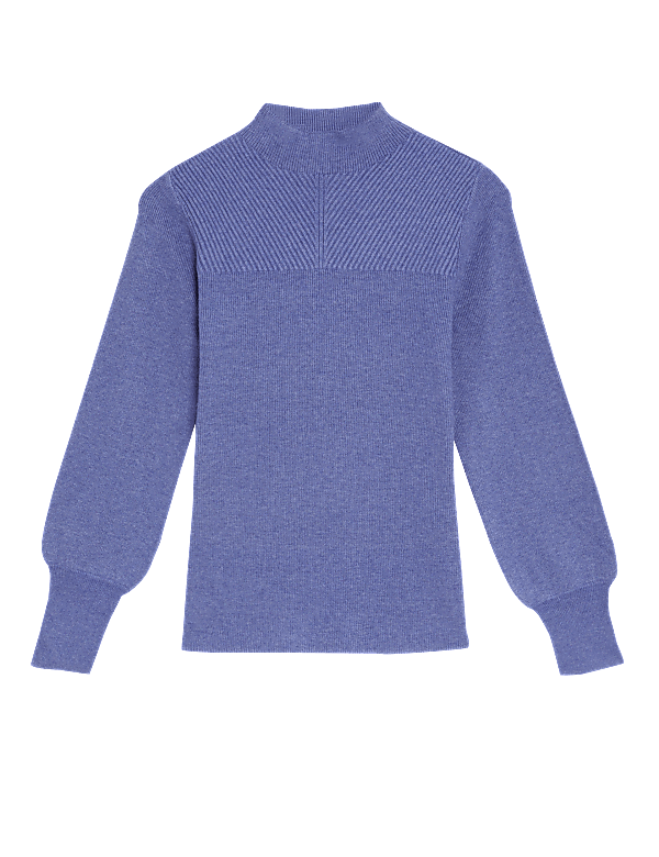 Soft Touch Ribbed Funnel Neck Jumper