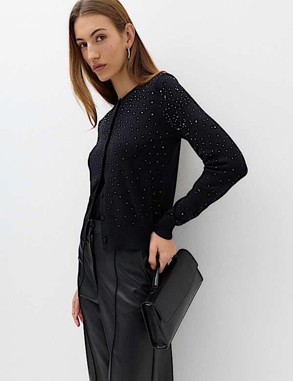 Embellished Fitted Cardigan - JO