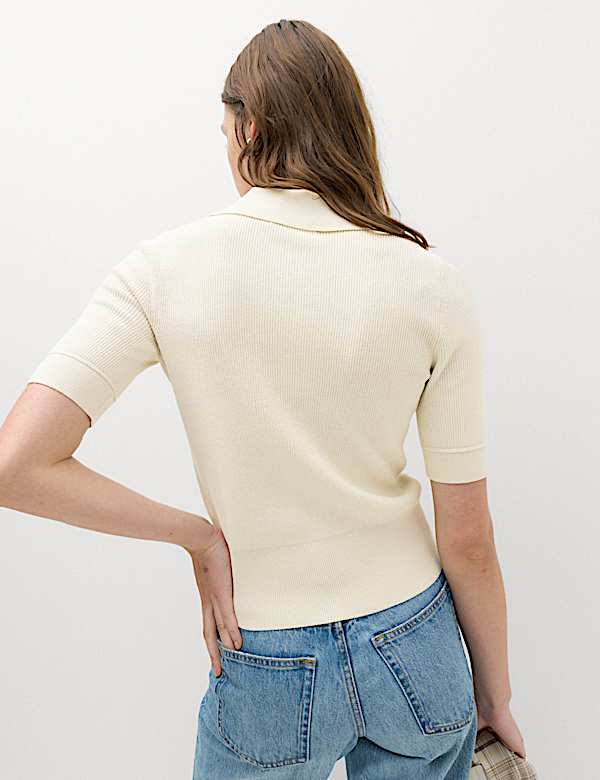 Collared Zip Up Slim Fit Cardigan - AL