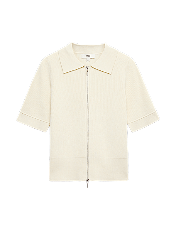 Collared Zip Up Slim Fit Cardigan