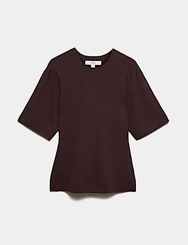 Crew Neck Waisted Slim Fit Knitted Top - ES