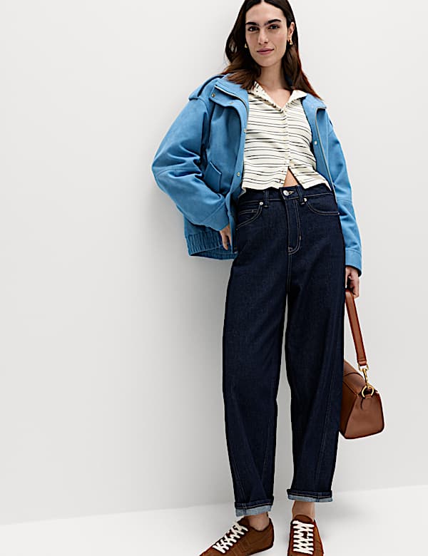 Striped Crew Neck Cropped Cardigan - IT