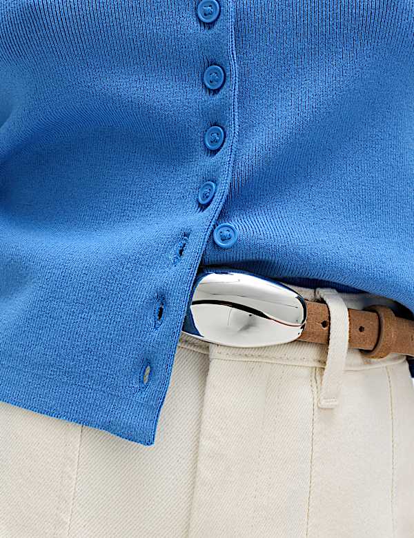 Crew Neck Cropped Cardigan - HU