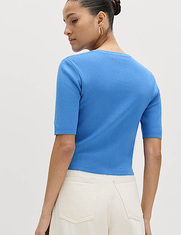 Crew Neck Cropped Cardigan - HU