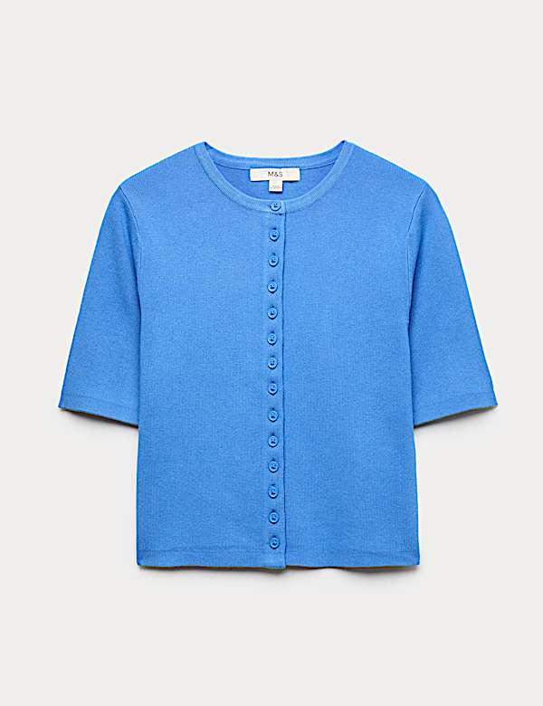 Crew Neck Cropped Cardigan - HU