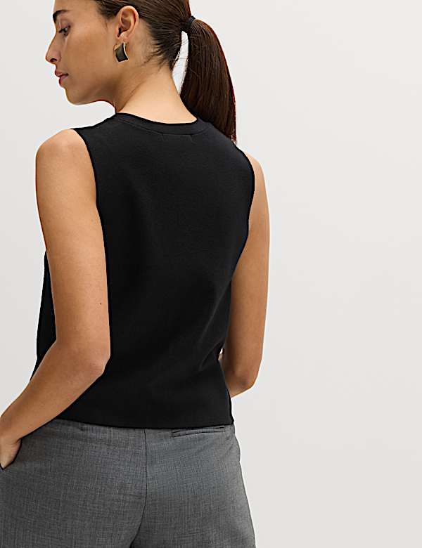 אפודת קרופ סרוגה עם צווארון וי - IL