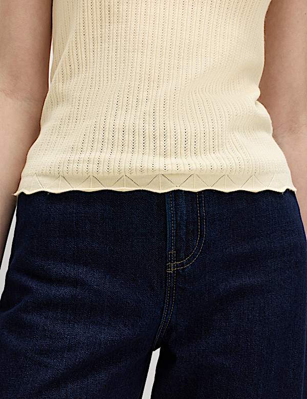 Pointelle Slim Fit Knitted Top - KR