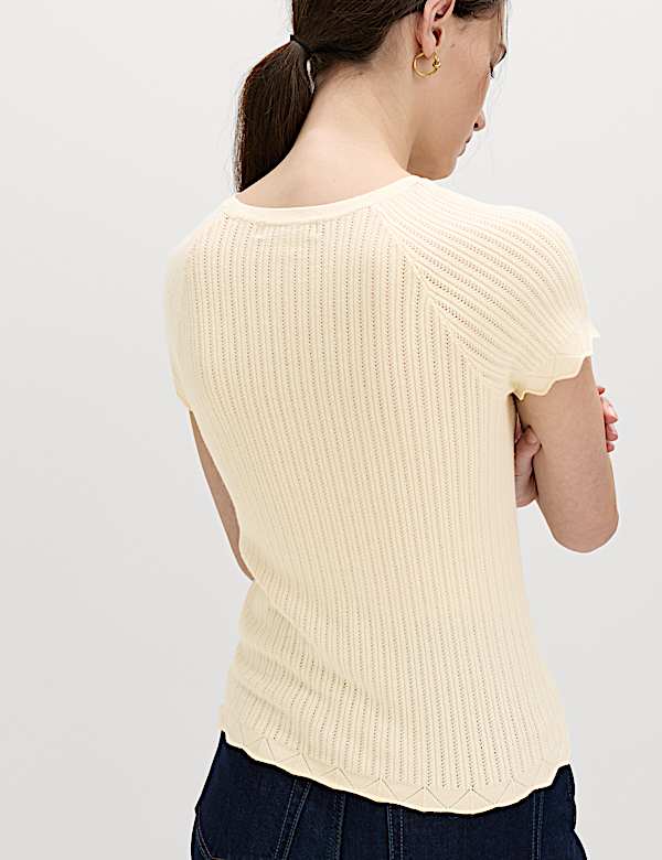 Pointelle Slim Fit Knitted Top - KR