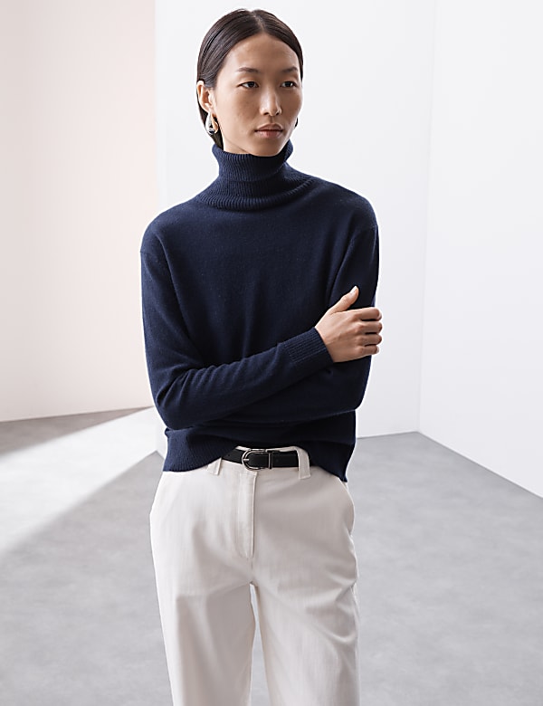 Pure Cashmere Roll Neck Jumper