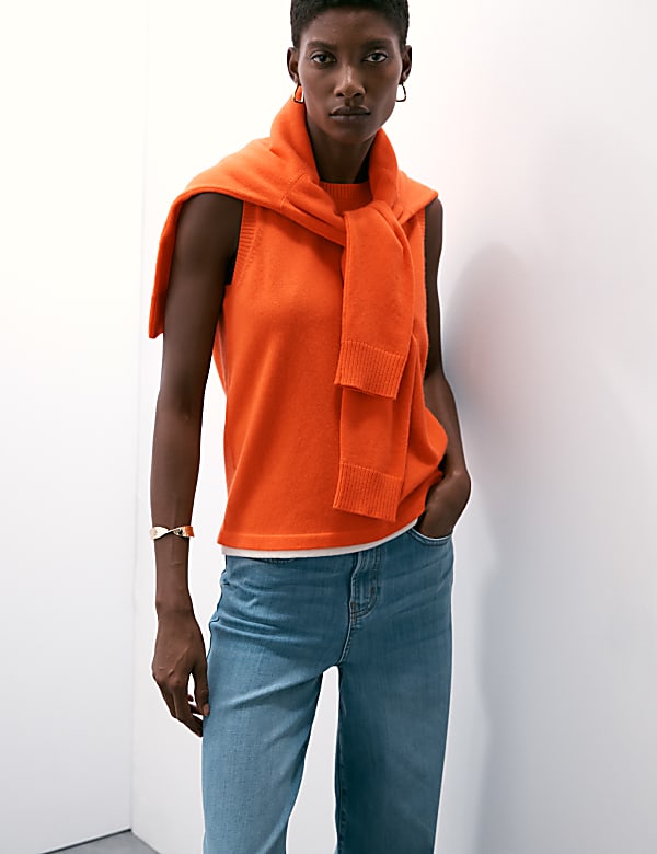 Pure Cashmere Tipped Detail Knitted Vest