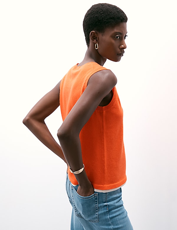 Pure Cashmere Tipped Detail Knitted Vest