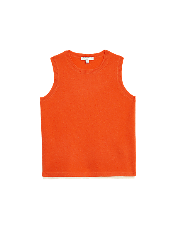 Pure Cashmere Tipped Detail Knitted Vest