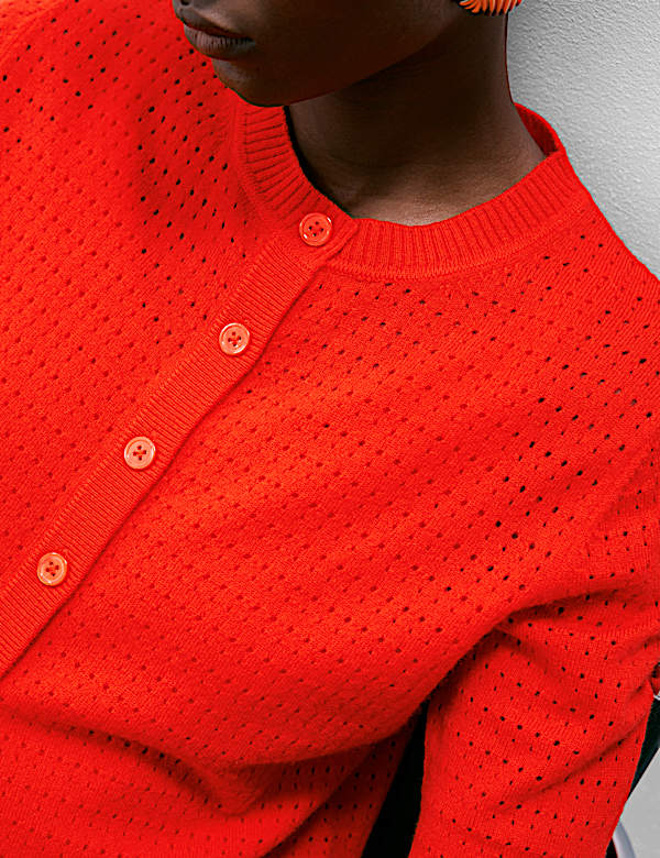 קרדיגן בגזרה נינוחה מבד עשיר בצמר מרינו בשילוב קשמיר עם כפתורים לכל האורך - IL