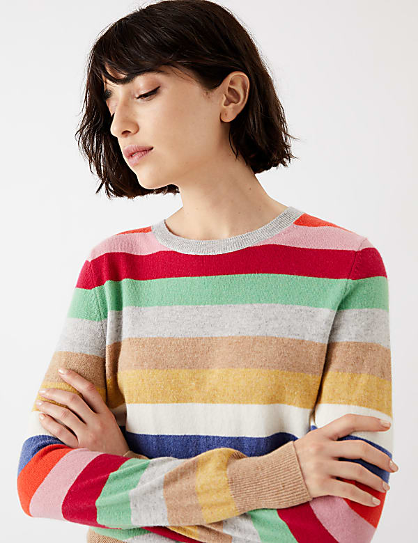 Pure Cashmere Striped Crew Neck Jumper