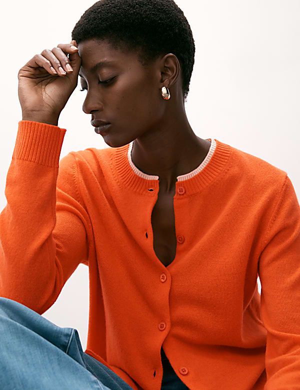 Pure Cashmere Tipped Detail Cardigan