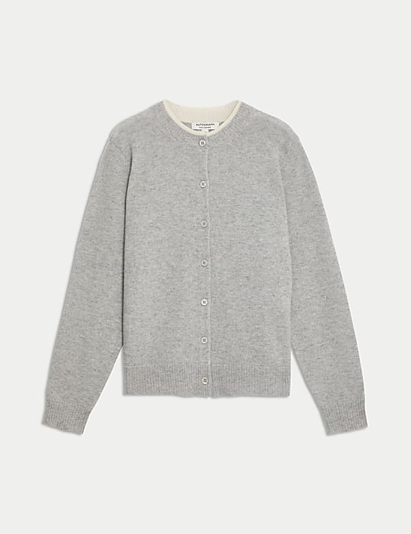 Pure Cashmere Tipped Detail Cardigan GREY MARL Cardigans M S JO