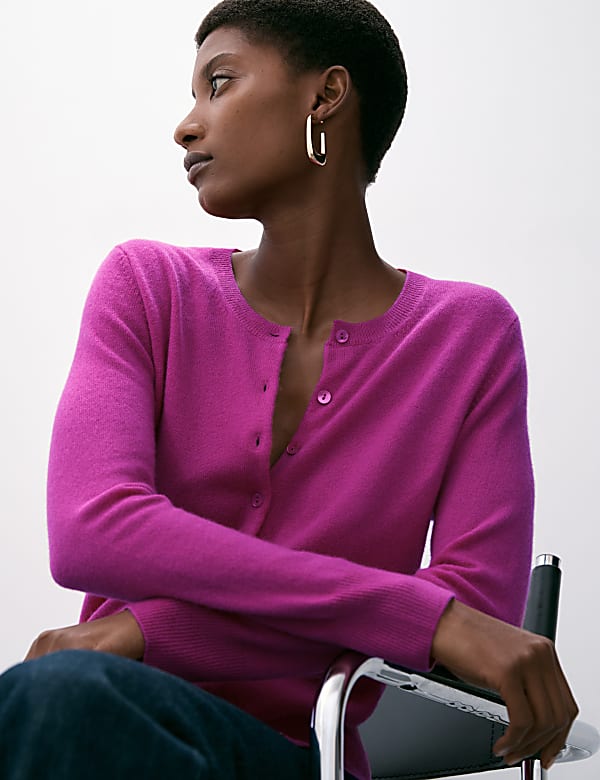 Pure Cashmere Crew Neck Cardigan