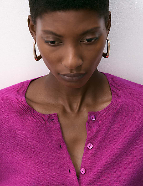 Pure Cashmere Crew Neck Cardigan