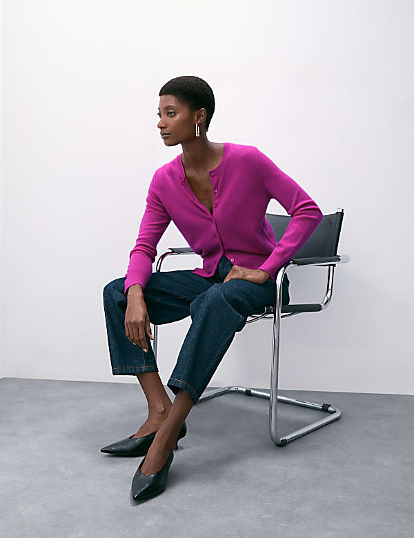 Pure Cashmere Crew Neck Cardigan