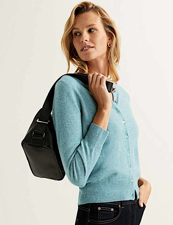 Pure Cashmere Crew Neck Cardigan