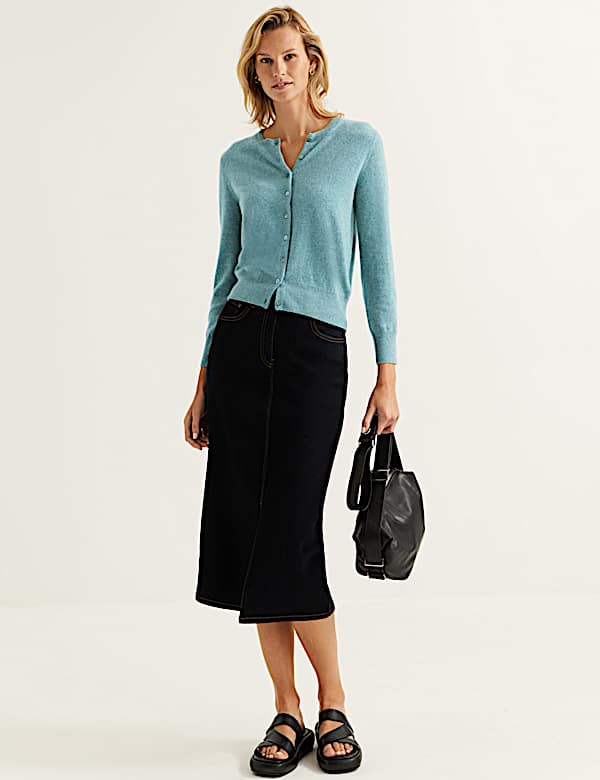 Pure Cashmere Crew Neck Cardigan
