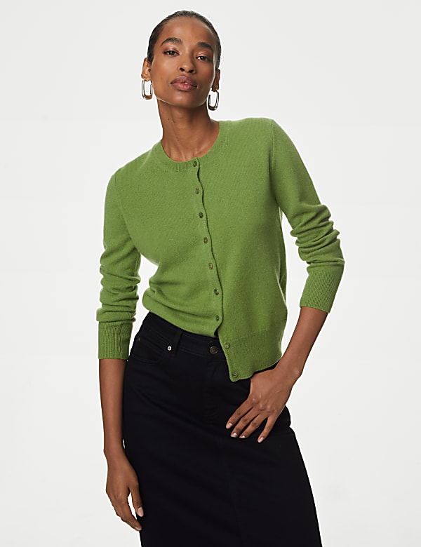 Pure Cashmere Crew Neck Cardigan