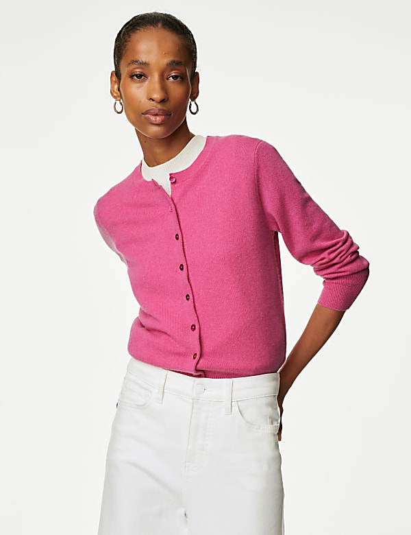Pure Cashmere Crew Neck Cardigan