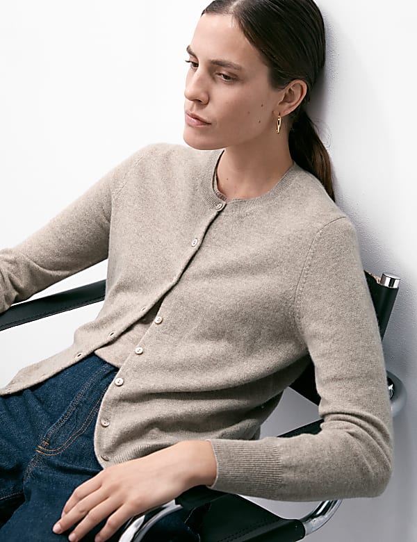 Pure Cashmere Crew Neck Cardigan