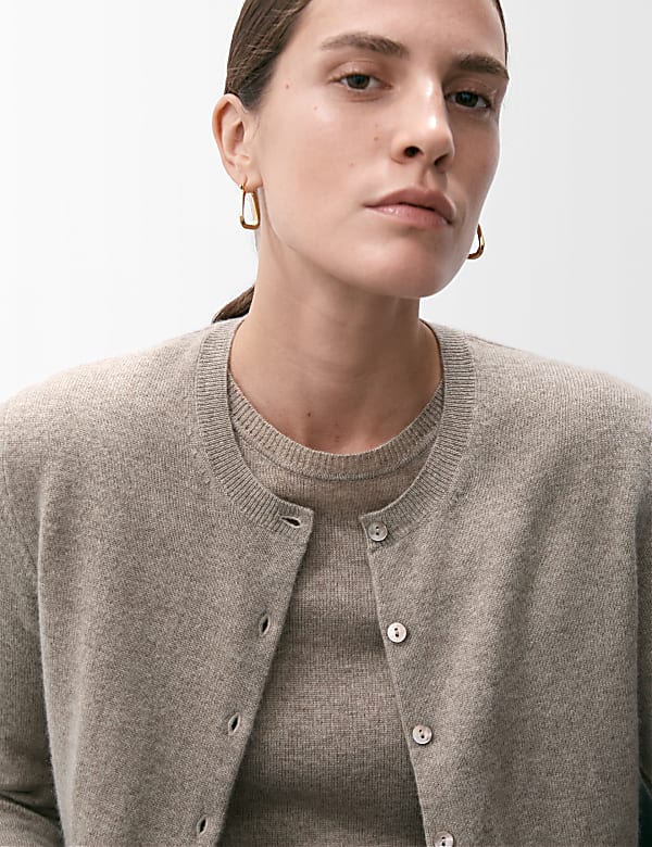 Pure Cashmere Crew Neck Cardigan