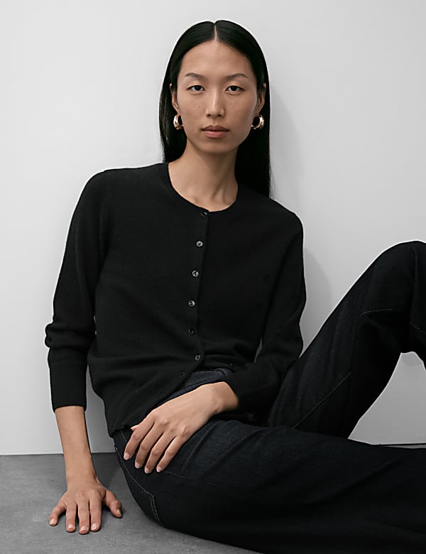 Pure Cashmere Crew Neck Cardigan