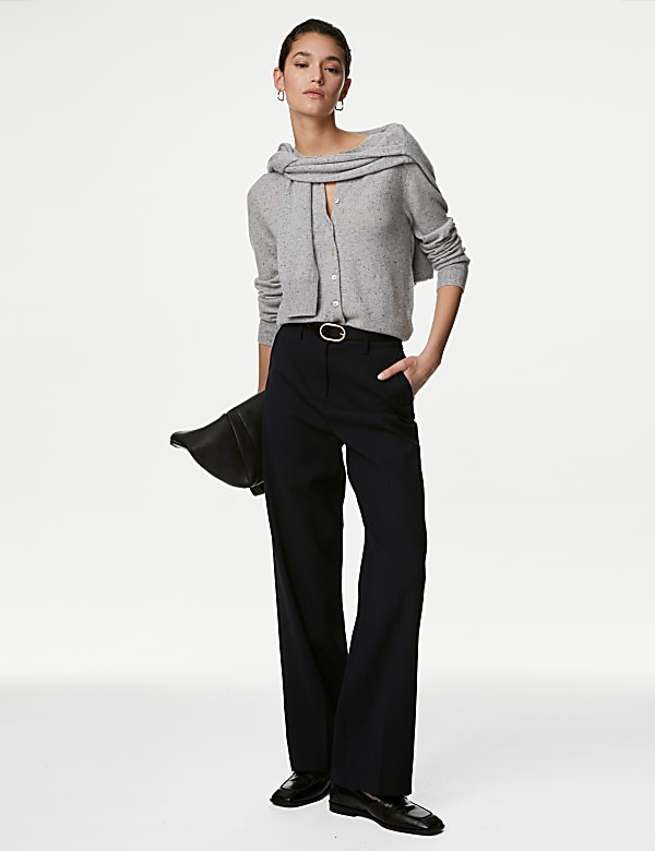 Pure Cashmere Textured Crew Neck Cardigan