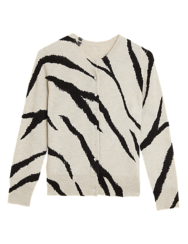 Pure Cashmere Animal Print Cardigan