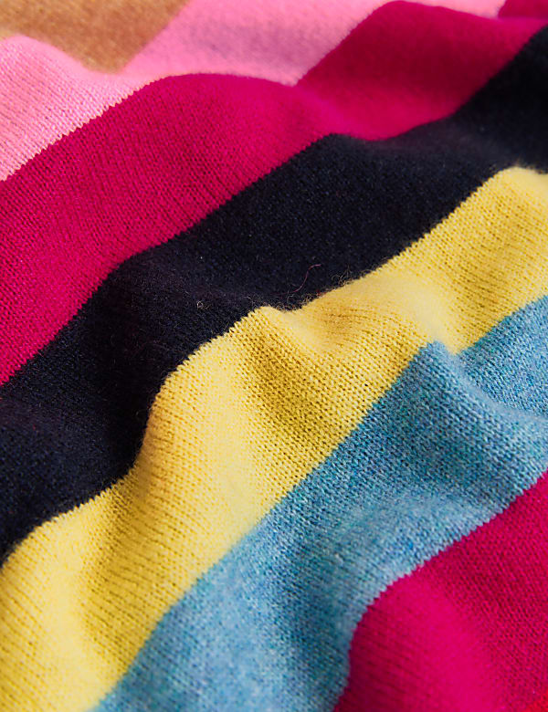 Pure Cashmere Striped V-Neck Jumper