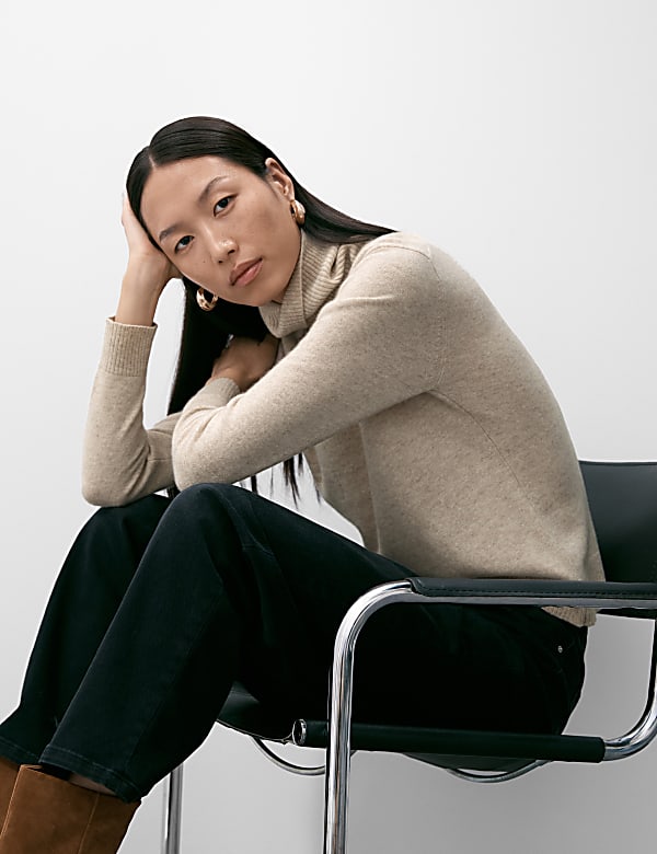 סריג מקשמיר טהור עם צווארון גולף - IL