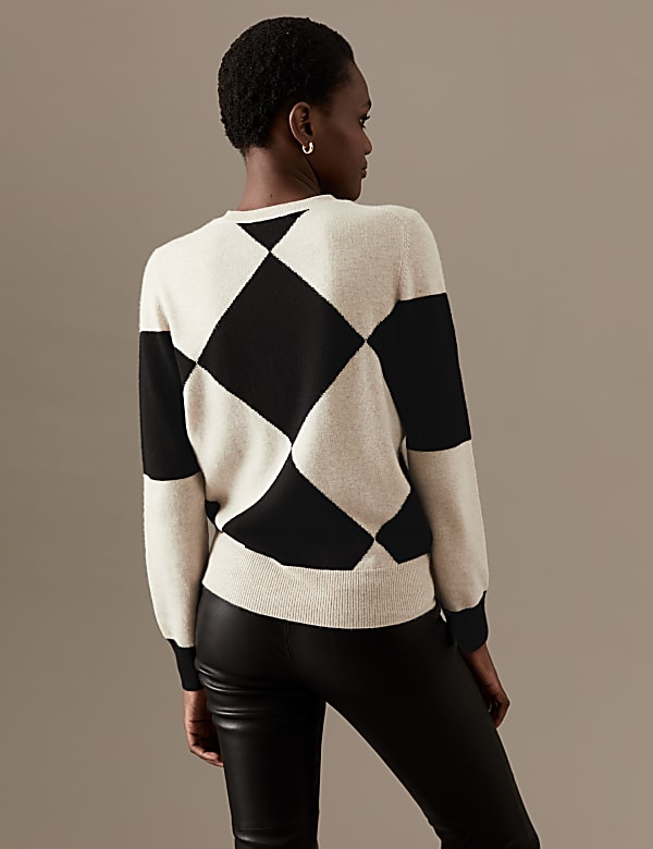 Pure Cashmere Patterned Crew Neck Jumper