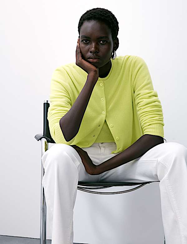 Pure Cashmere Crew Neck Relaxed Cardigan - JP