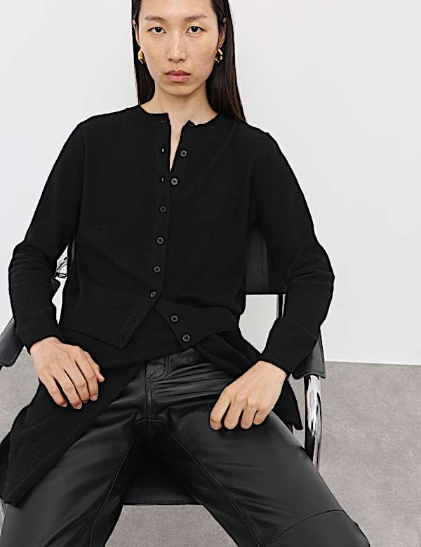 Pure Cashmere Crew Neck Relaxed Cardigan