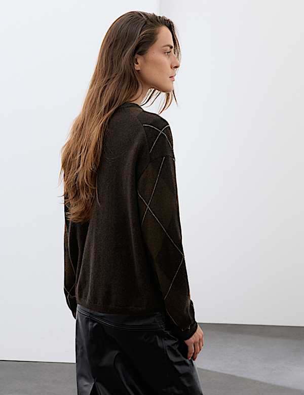 Pure Cashmere Argyle Relaxed Jumper - CH