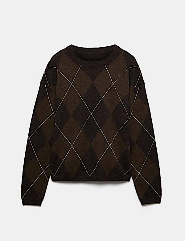 Pure Cashmere Argyle Relaxed Jumper - CH