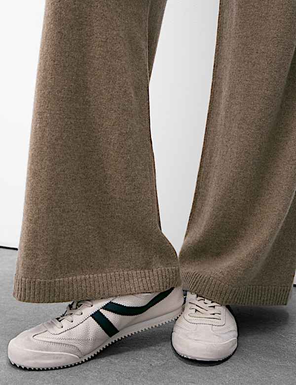 Pure Cashmere Wide Leg Trousers - FR