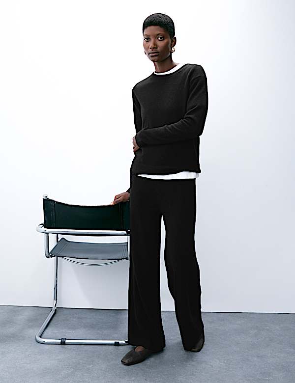 Pure Cashmere Wide Leg Trousers - ES