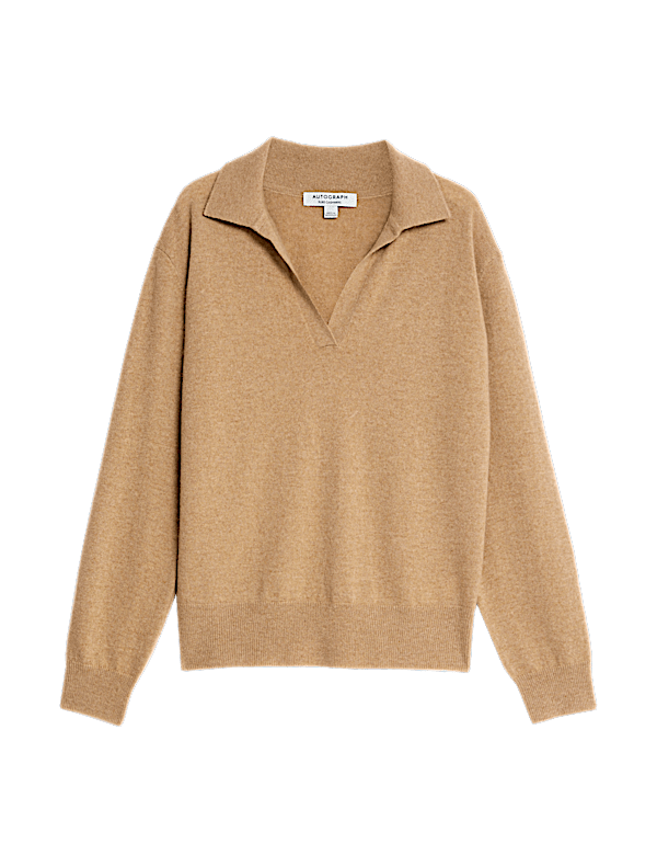 Pure Cashmere Collared Relaxed Jumper