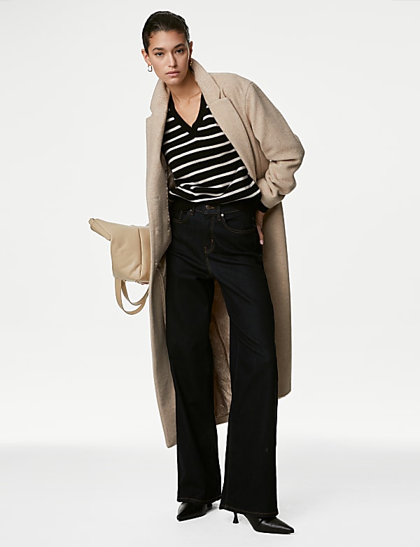 Pure Cashmere Striped V-Neck Jumper